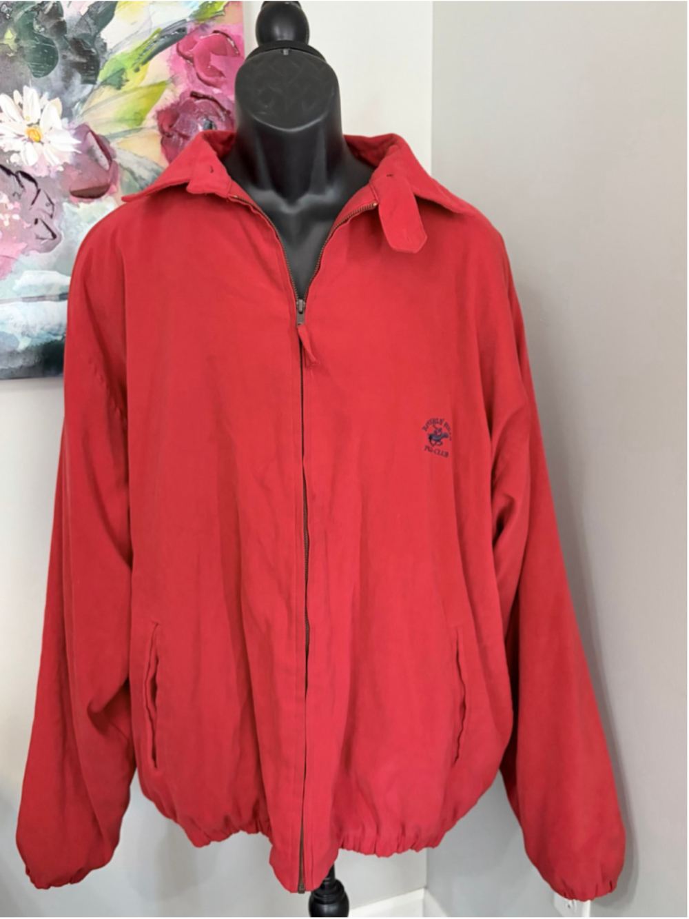 VTG Beverly Hills Polo Club Zip Up Jacket XXL Red with Black Emblem